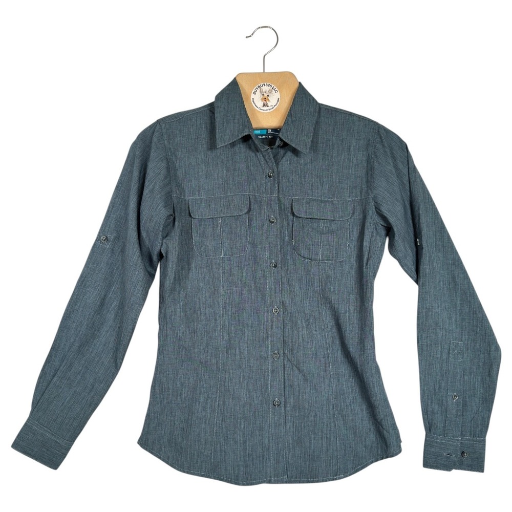 Magellan Outdoors Women XS Fishing Shirt Gray Long Sleeve Vented Hiking